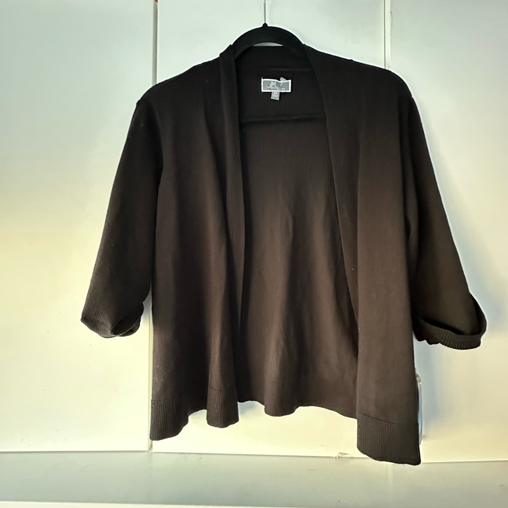 🖤 JM Collection Black Open Front Cardigan Women’s 0X Button Cuff